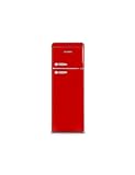 SCHNEIDER SCDD208VR, Réfrigérateur 2 portes Vintage, 211L (172+39), Froid statique, 3 clayettes verre, Pieds réglables, 5 balconnets, Rouge