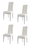 Tommychairs - Set 4 chaises LUISA pour cuisine, bar et salle à manger, robuste structure en bois de hêtre peindré en blanc, assise et dossier rembourrés et revêtus en cuir artificiel couleur blanc