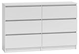 Élégante et spacieuse Commode Demii 6 tiroirs 120cm, Parfaite pour Le Salon, Le Bureau, la Chambre (Blanc)