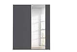 Rauch Möbel Santiago Armoire à portes coulissantes en gris-métallique avec miroir, 2 portes, incl. lot d'accessoires Basic 2 tringle à habits, 2 étagères, LxHxP 175x210x59 cm