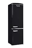 FrigeluX - Réfrigérateur Combiné Rétro CB255RNA++ - Réfrigérateur Congélateur 2 Portes - 255L dont Congélateur 63L - Dégivrage Automatique, Pose Libre, Style Vintage - Noir