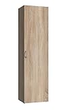 PEGANE Armoire, Meuble de Rangement avec 1 Porte Coloris Imitation chêne - Longueur 30 x Hauteur 185 x Profondeur 40 cm