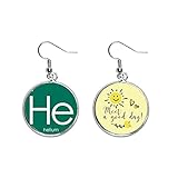 gaz rares éléments tableau chimie hélium he Oreille goutte soleil fleur boucle d'oreille bijoux mode