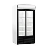 ICESHOP Frigo vitrine à boissons, Armoire réfrigérée, 2 portes vitrées coulissantes 880 L, frigo professionnel Blanc SD1001