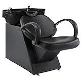 vidaXL Chaise de Salon avec Lavabo Siège de Coiffeur Siège de Shampoing Chaise de Lavage à Contre-Courant Intérieur Noir Similicuir