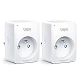 TP-Link Tapo Prise Connectée WiFi, Prise Intelligente compatible avec Alexa et Google Home, 10A, Contrôler la cafetière, la lampe, le radiateur à distance, aucun hub requis, Tapo P100(FR) 2 Pack