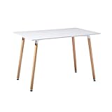 EGGREE Table à Manger en Bois Rectangulaire Table Scandinave Design Table de Cuisine pour 2 4 Personnes,110x70x72cm Blanche