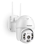 PTZ Camera Surveillance WiFi exterieure sans Fil, TMEZON Camera IP WiFi, Audio Bidirectionnel, Détection de Mouvement, Vision Nocturne, Message Push, IP66, Prise en Charge de la Carte SD 128G (sans)