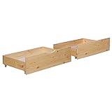 Homestyle4u 2 tiroirs de Rangement en bois à roulettes pour lit gigogne