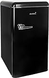 MaxxHome réfrigérateur retro - compartiment congélateur, bac à légumes, 3 compartiments, 2 clayettes en verre - 90L - Noir