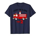 Camion de pompiers d'anniversaire de 2 ans | Tee Truck de pompiers T-Shirt