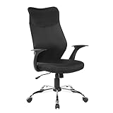 Ibbe Design Toscana Chaise de bureau ergonomique en tissu avec accoudoirs, hauteur réglable, 61 x 64,5 x 119 cm