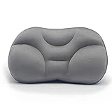 Oreiller tout rond en forme de nuage, oreiller ergonomique 3D en polyester lavable avec micro billes d'air (gris)