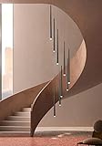 JMWYH Suspension Duplex Plafond LED Escalier Lumière Simple Et Créatif Cône Tube Salon Grand Lustre (Taille: 9 Têtes, Couleur: Noir)