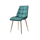 Briare - Chaise Design/Chaise matelassée (tapisée d’Un Tissu Velours, Pieds en métal) (Vert Sarcelle/cuivre)