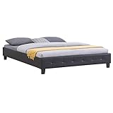 IDIMEX Lit Double futon pour Adulte Gomera avec sommier Queen Size 160x200 cm Couchage 2 Places / 2 Personnes, revêtement synthétique Noir