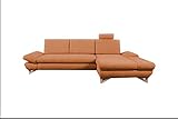 Canapé d'angle Moderne Convertibles Tissu Peluche Merida (Orange, Canapé d'angle Droit)