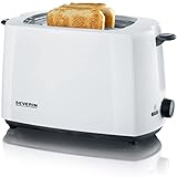 SEVERIN Grille-pain automatique 700 W, Toaster compact jusqu’à 2 tranches, Grille-pain électrique avec réglage du degré de brunissage & support pour réchauffer les viennoiseries, blanc, AT 2286