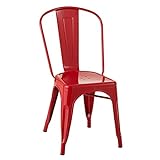 Paris Prix - Chaise Design en Métal Bistro 85cm Rouge