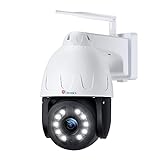 【5X Zoom Optique】 5MP PTZ Caméra de Surveillance WiFi Extérieure Ctronics Caméra IP 355° 90° Balayage Automatique Détection Humaine Suivi Automatique Vision Nocturne Colorée 50M IP66 Étanche