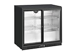 METRO Professional Mini Frigo GBC3102, Petit réfrigérateur avec porte en verre, 198 L, noir, 6 étagères réglables, silencieux, bar, restauration, boissons