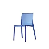 I.T.F. DESIGN SRL Waves Lot de 4 chaises en polycarbonate semi-transparent bleu, empilable, dimensions L 42/46 P 44 H assise 45 H dossier 84 cm Fabriqué en Italie