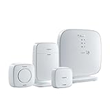 Gigaset Pack Alarme S – système de surveillance connecté pour des petits appartements, avec base, capteur de porte, détecteur de mouvement et sirène, contrôle par application, blanc
