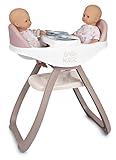 Smoby - Baby Nurse - Chaise Haute Jumeaux - pour Poupons et Poupées - Transformable en Bascule - 4 Accessoires Inclus - 220371 - Beige
