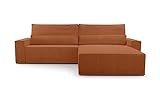 mb-moebel Canapé d'angle en lit Convertible et réversible avec Coffre de Rangement 4/5 Places - en Tissu Velours côtelé - Salon & séjour - Denver Poso 40 (Orange)