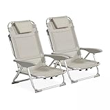 Lot de 2 fauteuils clic clac des plages en polyester gris