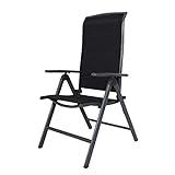 Chicreat - Chaise pliable à dossier haut capitonnée en aluminium, Gris/noir