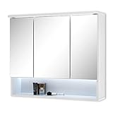 Stella Trading armoire miroir de salle de bain avec éclairage LED, avec beaucoup d'espace de rangement, blanche