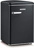 SEVERIN Réfrigérateur Congélateur, Pose libre, Longueur 55 cm, 108L, Classe D, 110 kWh/an, 37 dB, Look rétro, Noir mat, RKS 8832
