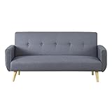 CONCEPT USINE - Canapé Scandinave Convertible Malmo 3 Places Gris - Canapé Lit Moderne avec Accoudoirs - Largeur 183 cm - Tissu 100% Polyester - Equilibre, Confort, Design, Résistant