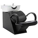 vidaXL Chaise de Salon avec Lavabo Siège de Coiffeur Siège de Shampoing Chaise de Lavage à Contre-Courant Intérieur Noir et Blanc Similicuir