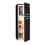 KLARSTEIN Audrey Retro - Réfrigérateur combiné, Frigo réfrigérateur 97 L, Congélateur 39 L, Puissance frigorifique réglable en continu, Eclairage intérieur, 41 dB - Noir