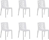 PEGANE Lot de 6 chaises de Jardin empilables en résine Coloris Blanc - Longueur 48 x Profondeur 54 x Hauteur 81 cm