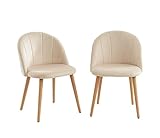BAÏTA Lot de 2 chaises Shell Velours Beige Sable Design Coquillage