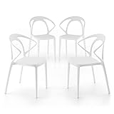 MOBILI FIVER, Lot de 4 Chaises de Design Olivia, Blanc, 55,5 x 53 x 81 cm