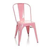 hjh OFFICE 645051 Chaise bistrot VANTAGGIO Comfort Métal Rose, Chaise au Style Industriel, empilable