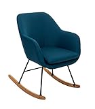 Atmosphera Rocking Chair Pera Bleu Canard, Fer/contreplaqué/hevea, cm