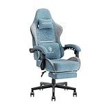 Dowinx Chaise de bureau en tissu - Coussin de printemps - Coussin de massage - Avec appuie-tête - Ergonomique - Avec repose-pieds