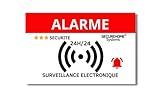 SecureHome Systems - Lot de 8 autocollants fond blanc dissuasifs vol - Alarme + Vidéo surveillance - Haute qualité, résistance pluie et UV - 8,5x5,5cm (Surveillance électronique)