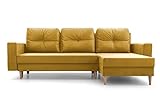 mb-moebel Petit canapé d'angle en lit Convertible et réversible avec Coffre de Rangement 3/4 Places - en Tissu - Salon & séjour - 232x142x90 cm - Carl -Jaune