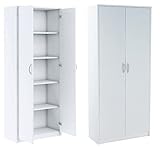 KUBUTKU Armoire pratique de 180 cm - Avec 2 portes et 4 étagères - Grande armoire multifonction - Armoire de bureau - Armoire à usage domestique (blanc) R005