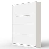 SMARTBett Standard 140x200cm Vertical Blanc | Lit Escamotable, Lit Mural, Lit Rabattable, Lit Pliant, Lit Armoire, Lit Pliable