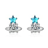 LZSDS Creative New Fresh Silver Plaqué Bijoux Cristal Blue Star Personnalité Femmes Boucles d'oreilles
