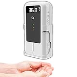 Wall Mounted Thermometer 2 in 1 Automatic Soap Dispenser 300ml with High Temperature Alarm 11 Language Broadcast and Tripod Mount Holder for Office Home School Community