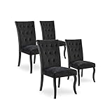 INTENSEDECO Lot de 4 chaises capitonnées Chaza Velours Noir