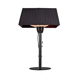 blumfeldt Loras Style - Radiateur infrarouge de table, élément chauffant infrarouge en carbone: 1500 W, IR ComfortHeat, abat-jour avec revêtement en tissu, cordon de serrage, design rétro - noir